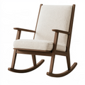 Fauteuil à bascule 68 x 92 x 105 cm bois brun tissu bouclette écru confortable