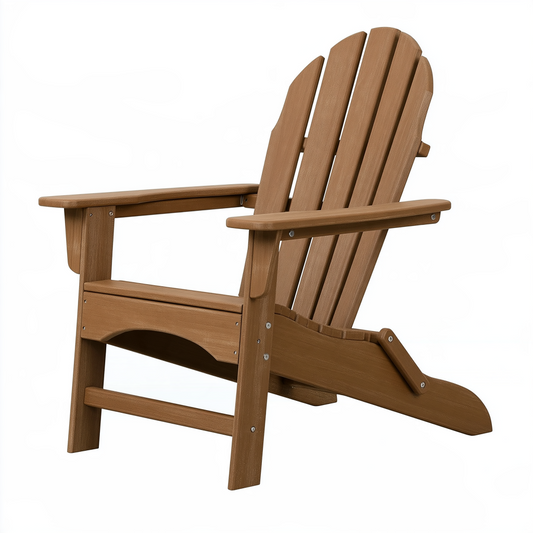 Fauteuil de jardin Adirondack 83 x 79 x 97 cm en plastique marron aspect bois pliant
