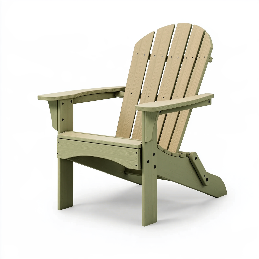 Fauteuil de jardin Adirondack 90 x 80 x 98 cm en bois vert olive et naturel à dossier incliné