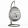 Fauteuil suspendu 105 x 105 x 195 cm en rotin synthétique gris avec support en acier - Assise suspendue extérieure