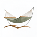 Hamac sur pied 300 x 120 x 110 cm en tissu vert avec structure métal et bois - style contemporain
